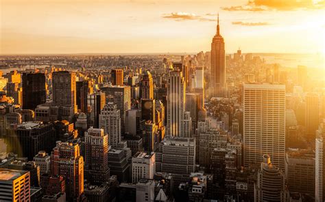 New York City Skyline Sunset Wallpaper Reiseziele