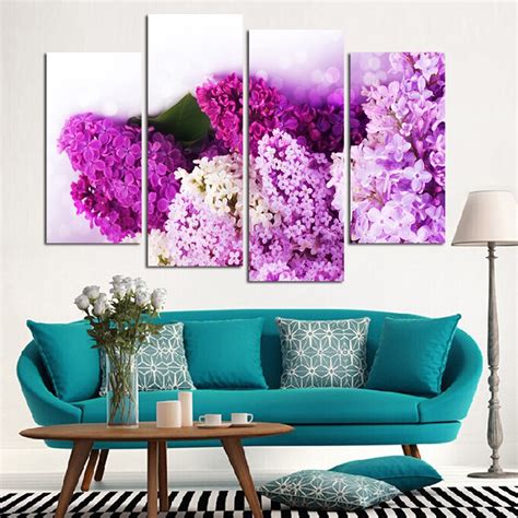 Fashion 4 Panels The Lilacs Hd Canvas Print Painting Artwork For Living