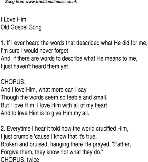 And can it be (amazing love). I Love Him - Christian Gospel Song Lyrics and Chords