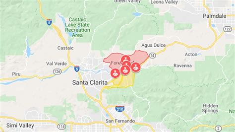 Maps Where Wildfires Are Burning North Of Los Angeles Evacuation
