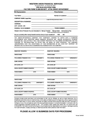 Find your local western union office and fill out the necessary forms. Western Union Application Form - Fill Online, Printable, Fillable, Blank | pdfFiller