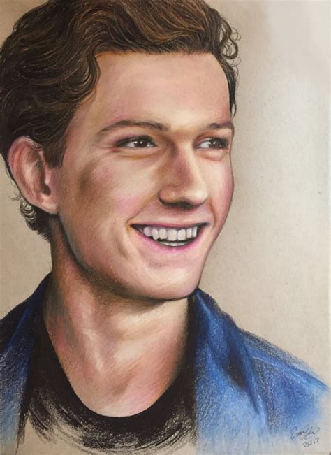 A page for describing creator: Tom Holland Colored Pencil Drawing by evanartt on DeviantArt