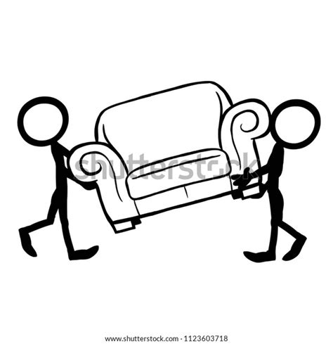 Stick Figure Moving Furniture Stock Vector Royalty Free 1123603718