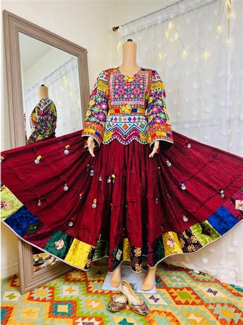 Bahar 1 Piece Handmade Afghan Traditional Dress Beaded Coin Crafted