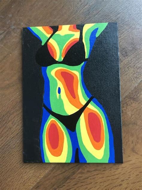 Colorful Body 5x7 Abstract Acrylic Painting Etsy Canvas Painting Designs Retro Painting