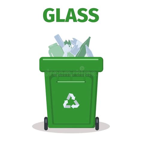Recycle Bin For Glass Waste Management Concept Vector Illustration