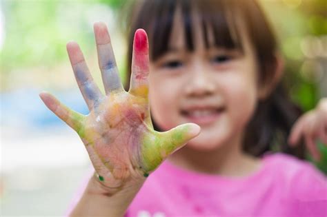 Premium Photo Colorful Hands And Fingers Of Kid For Finger Painting