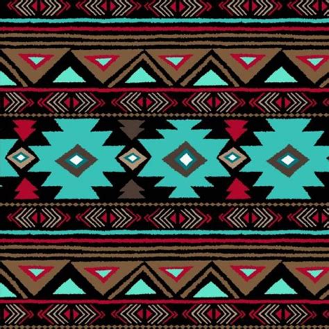 Native American Peace Stripe Turquoise Fleece Fabric Native American