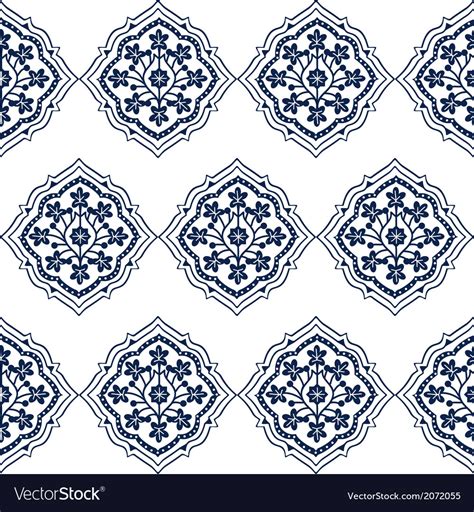 persian seamless white floral pattern design vector image