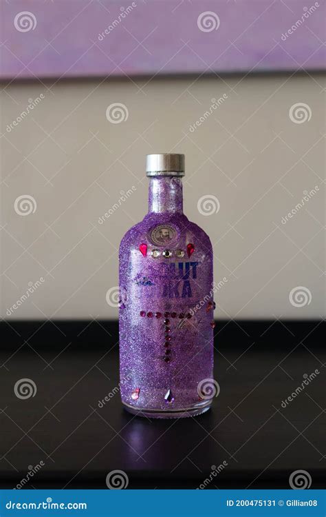 Absolut Vodka Bottle Decorated With Glitter Editorial Photo Image Of