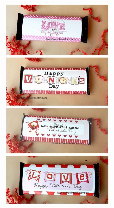 12 Valentines Day Candy Bar Wraps For Regular Xl And Giant Chocolate