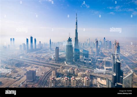 United Arab Emirates Dubai Cityscape With Burj Khalifa Stock Photo