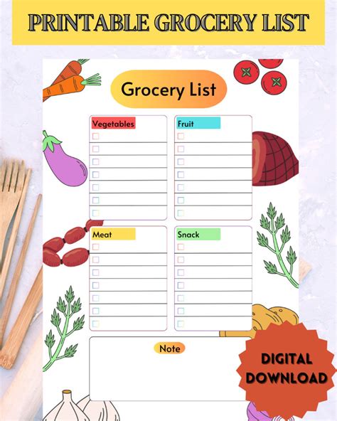 Printable Grocery List Printable Shopping List Editable - Etsy