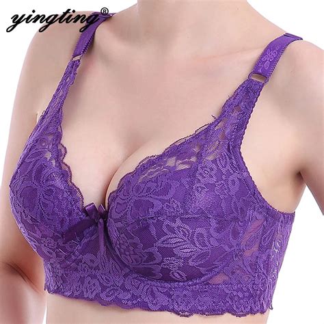 2017 hot sexy fashion new underwear 3 4 cup coverage padded lace sheer bra plus size 36 38 40 42