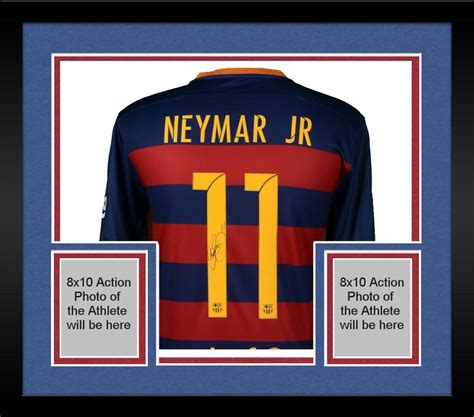Framed Neymar Santos Barcelona Autographed 2015 2016 Blue And Red Jersey