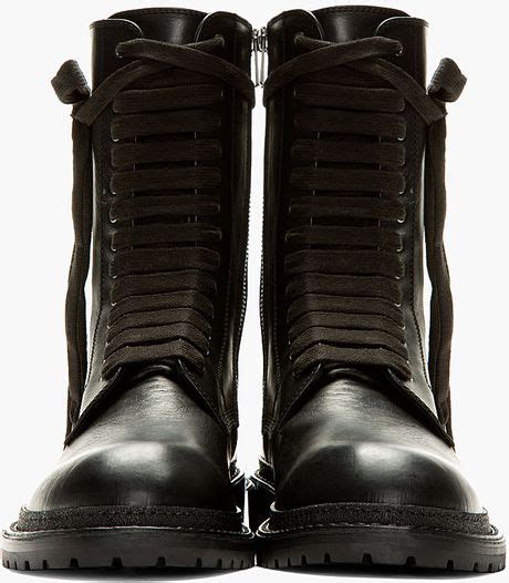 Ann Demeulemeester Black Leather Tall Lace Up Boots In Black For Men Lyst