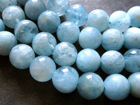 8mm Aquamarine Round Stone Beads Ocean Blue Natural