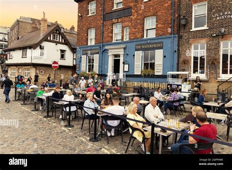People Drinking Outside The Waterfront Pub York Aka Lils On The