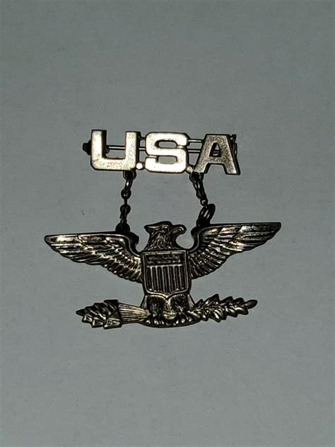 Authentic Wwii Colonel Rank Insignia Sterling Usa Pinback 2098157811