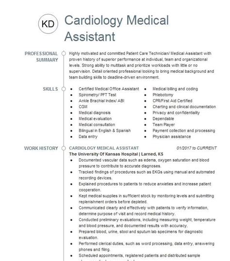 Cardiology Physician Assistant Resume Example
