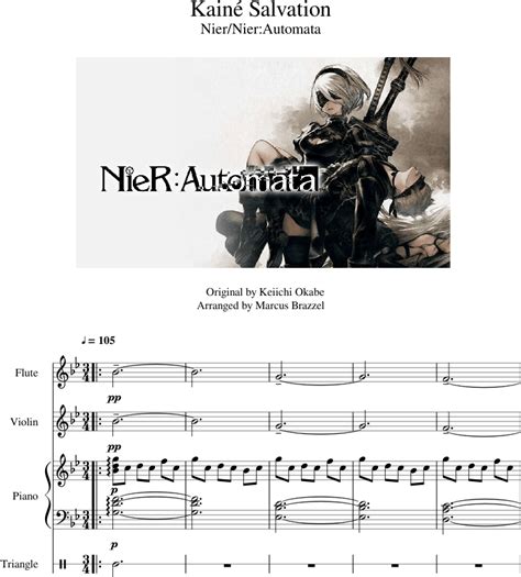Kainé Salvation Sheet Music For Flute Violin Piano Nier Automata
