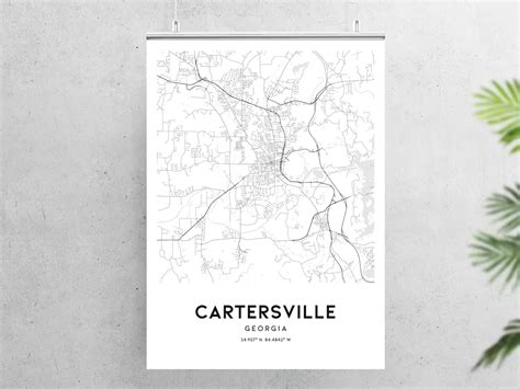 Cartersville Map Print Cartersville Map Poster Wall Art Ga Etsy
