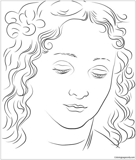 Woman S Head By Leonardo Da Vinci Coloring Page Free Printable