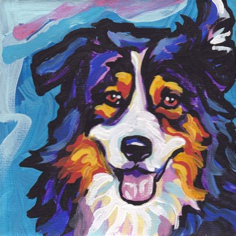 Australian Shepherd Art Print Modern Dog Art Print Tricolor Etsy