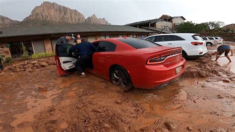 Flash Flood In Zion National Park Buries Over 100 Cars In Red Mud