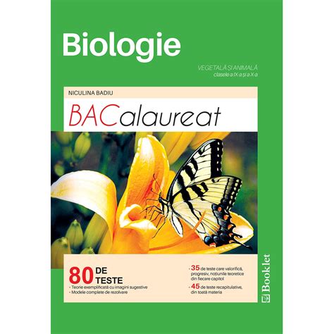 Biologie Pentru Clasele 9 Si 10 Teste Pentru Bacalaureat Editura Booklet