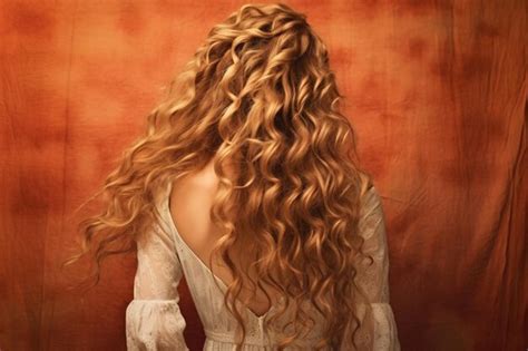 Premium Ai Image Portrait Of A Beautiful Girl With Luxurious Curly Long Hair Back View