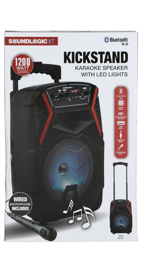 Portable Kickstand Karaoke Speaker W Led Lights Black Burkes Outlet