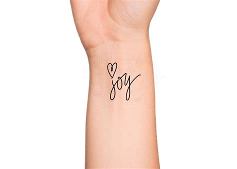 Joy Heart Handwriting Temporary Tattoo Etsy