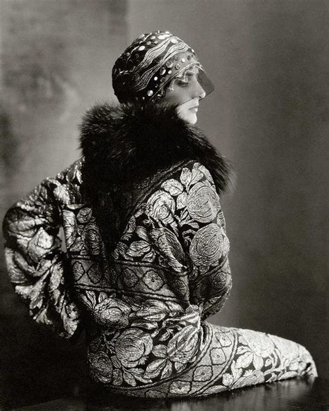 A Model Wearing A Headdress And Brocade Coat Art Print By Edward