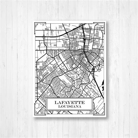 Lafayette Louisiana Street Map Print Lafayette City Map Etsy