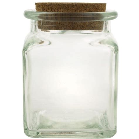 85oz Clear Recycled Glass Square Jar 3 34 Tall With