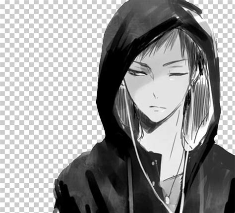 Anime Hoodie Drawing Male Png Clipart Anime Art Artwork Black And