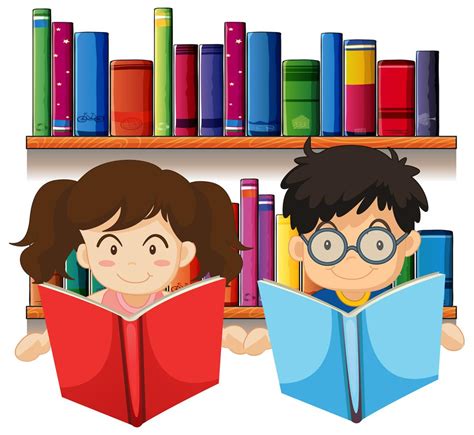 Boy And Girl Reading Books 419767 Vector Art At Vecteezy