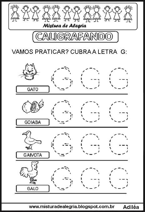 Atividade De Alfabetização Ed Infantil Letra G Em Pdf