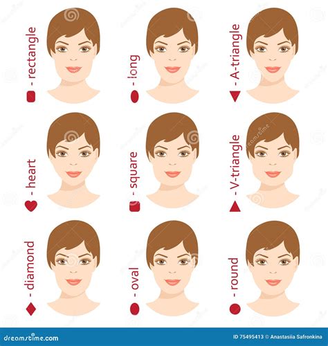 Set Of Different Woman Face Shapes 5 Stock Vector Illustration Of
