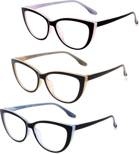 Crgatv 3 Pack Reading Glasses Blue Light Blocking Stylish Cat Eye Computer Readers