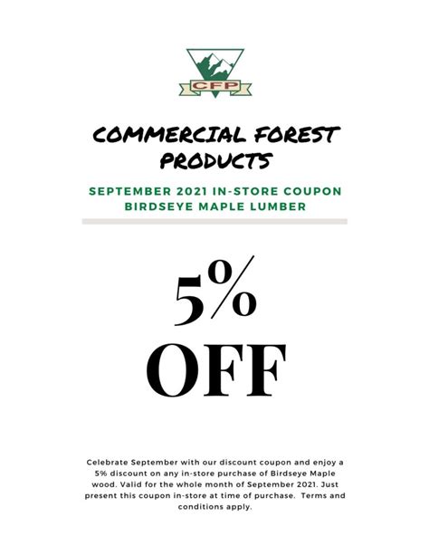 Coupon Lumber Wood Promotion September 2021 Commercial Forest