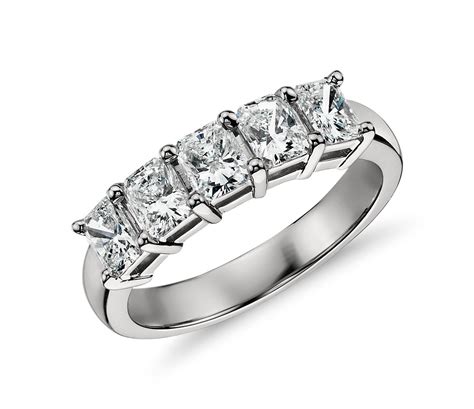 Classic Radiant Cut Five Stone Diamond Ring In Platinum 1 Ct Tw