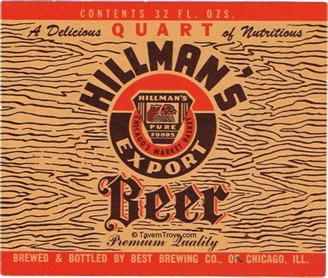 Item 1502 1933 Hillmans Export Beer Label