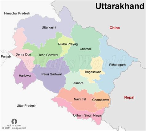 uttarakhand tourist places map with distance between capitol