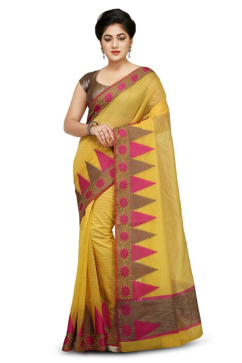 Woven Banarasi Cotton Silk Saree In Yellow Online Shopping India Buy