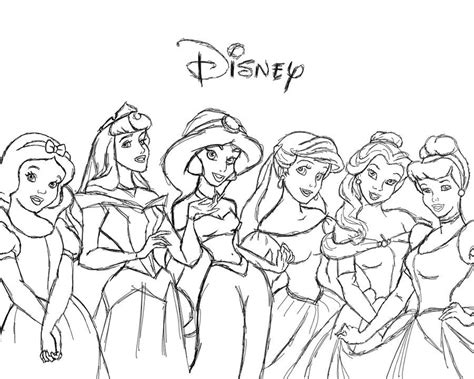 Disney Princesses Snow White Aurora Jasmine Ariel Belle Cinderella Princess Drawings Disney