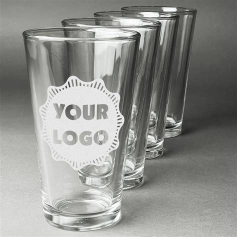 Logo And Company Name Pint Glasses Engraved Set Of 4 Youcustomizeit