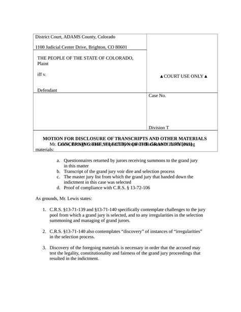 Motion For Disclosure Of Transcripts And Other Materials Concerning The