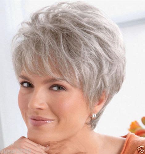 Miss 001612 Beautiful Women Lady Wig Short Straight Silver Grey